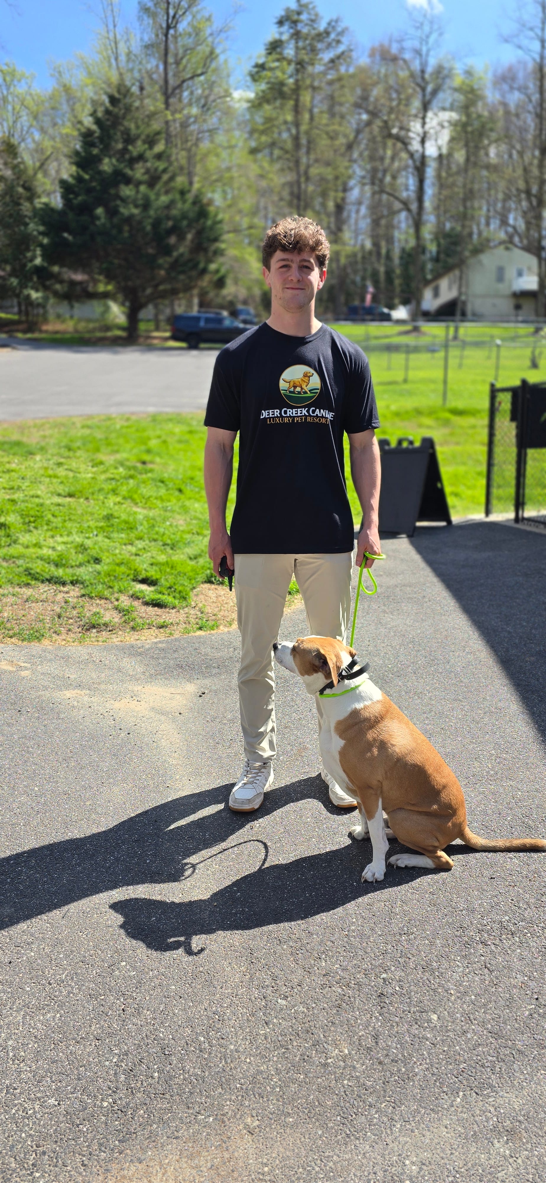 Trainer working a settled dog at the Deer Creek facility
